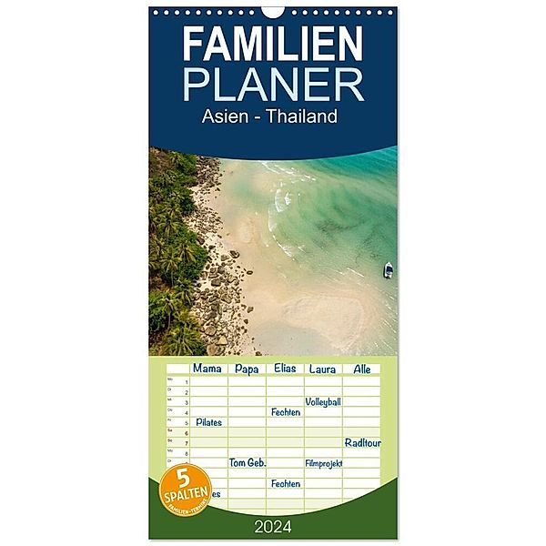 Familienplaner 2024 - Asien - Thailand mit 5 Spalten (Wandkalender, 21 x 45 cm) CALVENDO, Peter Schickert