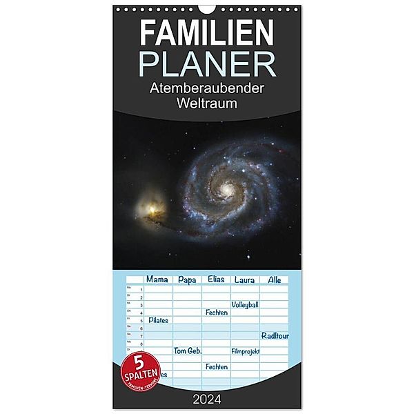 Familienplaner 2024 - Atemberaubender Weltraum mit 5 Spalten (Wandkalender, 21 x 45 cm) CALVENDO, Roland Störmer