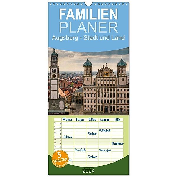 Familienplaner 2024 - Augsburg - Stadt und Land mit 5 Spalten (Wandkalender, 21 x 45 cm) CALVENDO, Patrick Rosyk