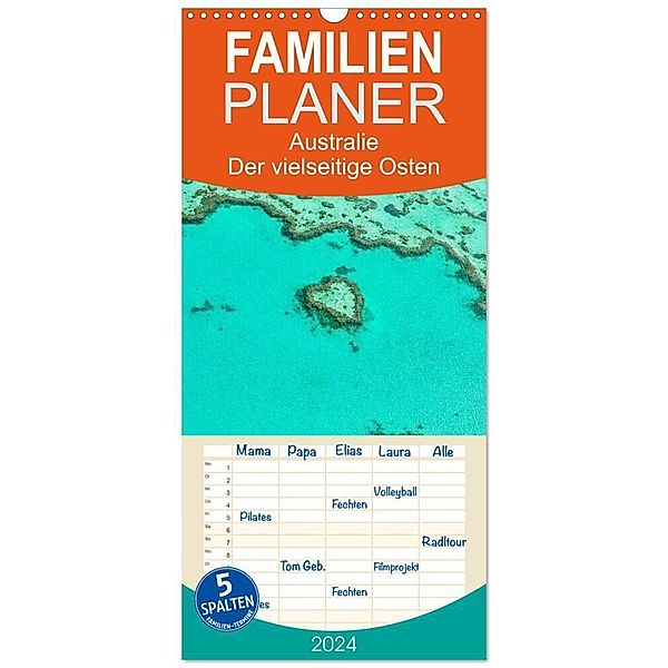 Familienplaner 2024 - Australien - Der vielseitige Osten mit 5 Spalten (Wandkalender, 21 x 45 cm) CALVENDO, Martin Wasilewski