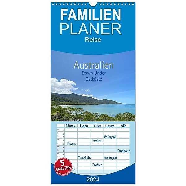 Familienplaner 2024 - Australien - Down Under - Ostküste (Familienplaner) mit 5 Spalten (Wandkalender, 21 x 45 cm) CALVENDO, Björn Daugs