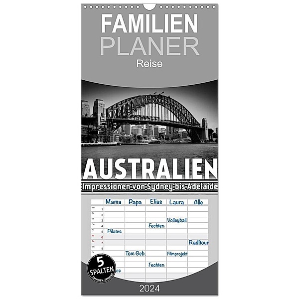 Familienplaner 2024 - AUSTRALIEN Impressionen von Sydney bis Adelaide mit 5 Spalten (Wandkalender, 21 x 45 cm) CALVENDO, Melanie Viola