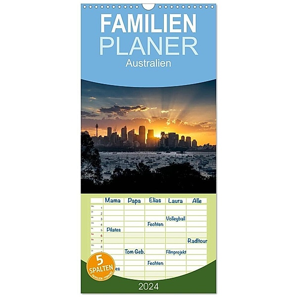 Familienplaner 2024 - Australien mit 5 Spalten (Wandkalender, 21 x 45 cm) CALVENDO, Markus Gann (magann)