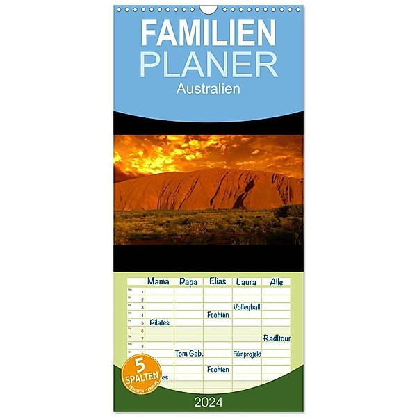 Familienplaner 2024 - Australien mit 5 Spalten (Wandkalender, 21 x 45 cm) CALVENDO, Marcel Mende