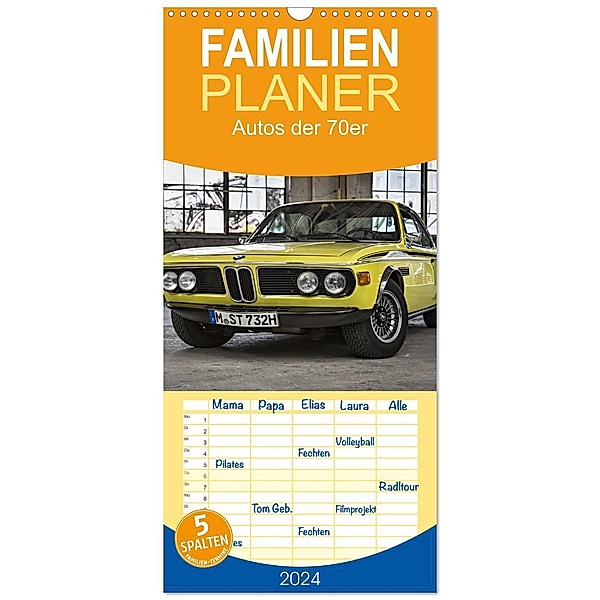 Familienplaner 2024 - Autos der 70er mit 5 Spalten (Wandkalender, 21 x 45 cm) CALVENDO, Calvendo, (c) 2023 by insideportugal