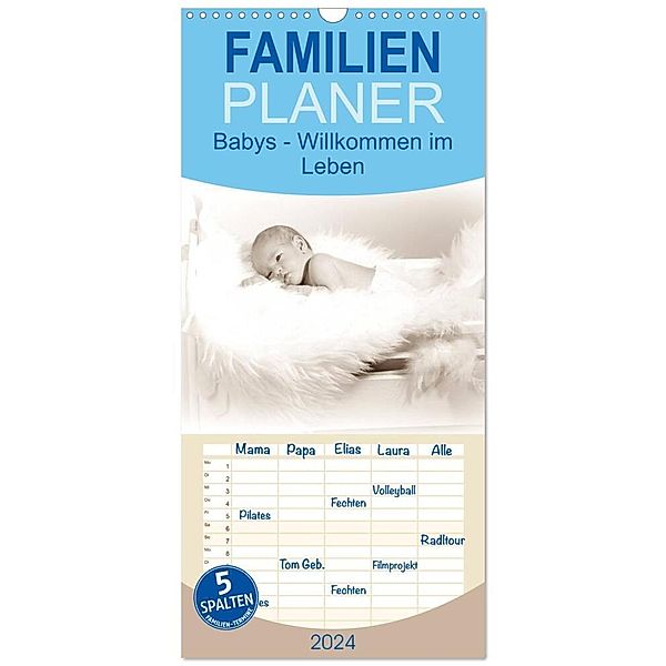 Familienplaner 2024 - Babys - Willkommen im Leben mit 5 Spalten (Wandkalender, 21 x 45 cm) CALVENDO, Schnellewelten