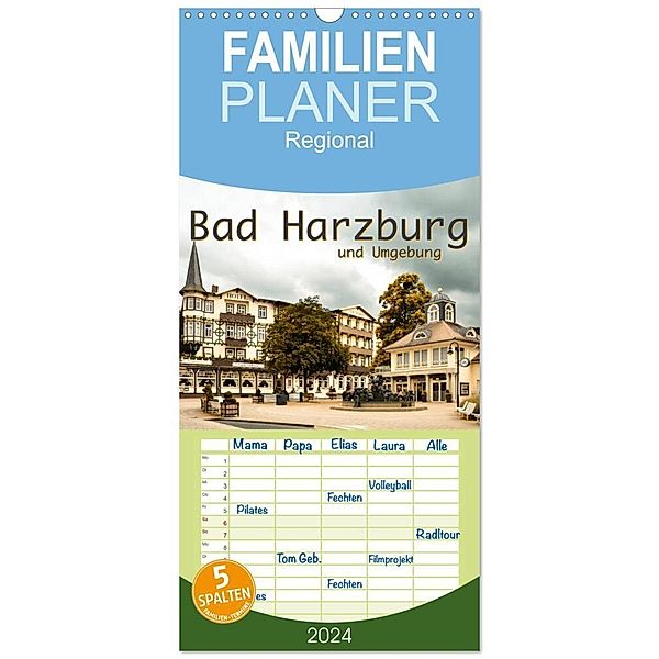 Familienplaner 2024 - Bad Harzburg und Umgebung mit 5 Spalten (Wandkalender, 21 x 45 cm) CALVENDO, Robert Styppa