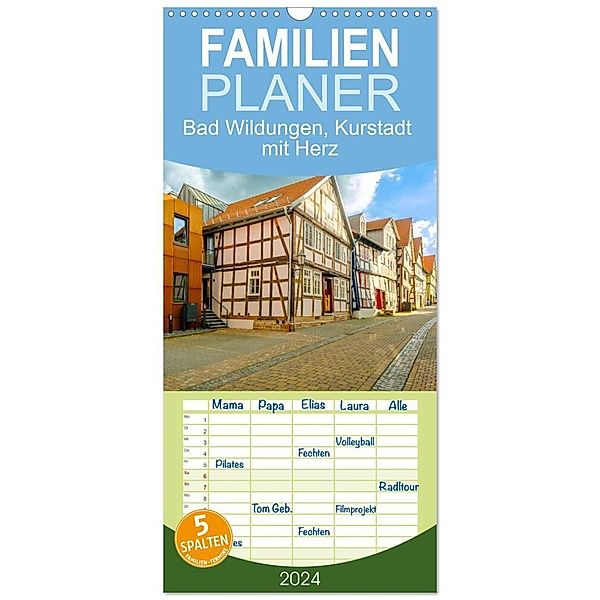 Familienplaner 2024 - Bad Wildungen, Kurstadt mit Herz mit 5 Spalten (Wandkalender, 21 x 45 cm) CALVENDO, Markus W. Lambrecht