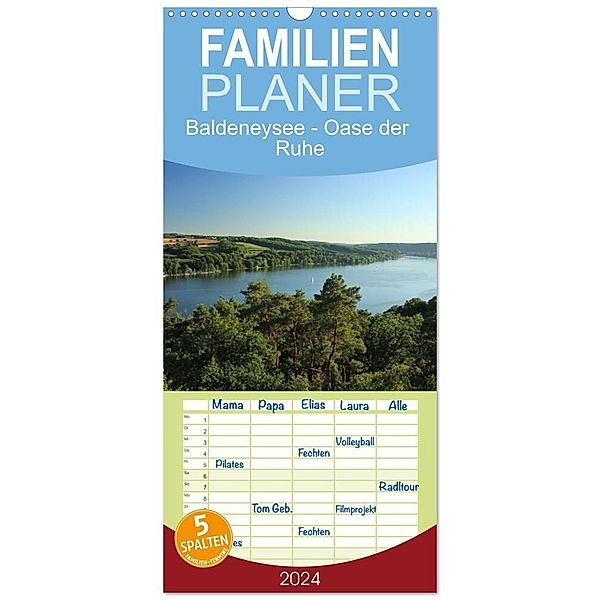 Familienplaner 2024 - Baldeneysee - Oase der Ruhe mit 5 Spalten (Wandkalender, 21 x 45 cm) CALVENDO, Susanne Wegging