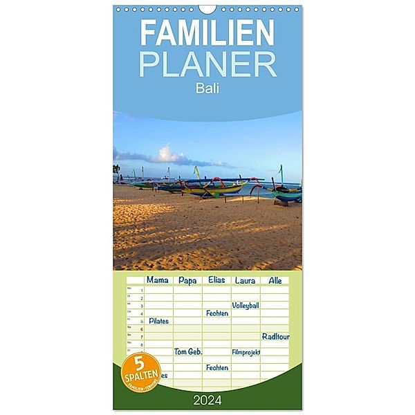 Familienplaner 2024 - Bali mit 5 Spalten (Wandkalender, 21 x 45 cm) CALVENDO, Lukas Berliner