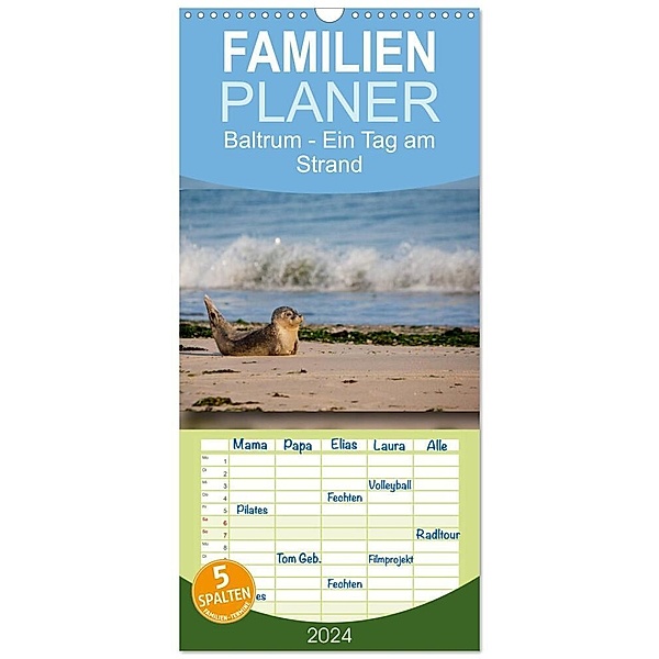 Familienplaner 2024 - Baltrum - Ein Tag am Strand mit 5 Spalten (Wandkalender, 21 x 45 cm) CALVENDO, Thomas Heizmann bildkunschd