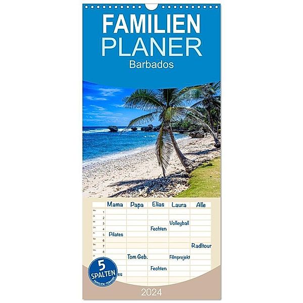 Familienplaner 2024 - Barbados mit 5 Spalten (Wandkalender, 21 x 45 cm) CALVENDO, Volker Krahn