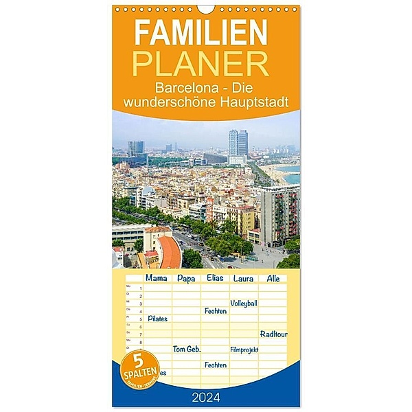 Familienplaner 2024 - Barcelona - Die wunderschöne Hauptstadt Kataloniens. mit 5 Spalten (Wandkalender, 21 x 45 cm) CALVENDO, M. Scott