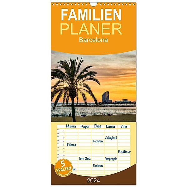 Familienplaner 2024 - Barcelona - Stadt der Kunstwerke und Architektur mit 5 Spalten (Wandkalender, 21 x 45 cm) CALVENDO, Solveig Rogalski