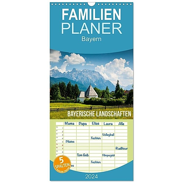 Familienplaner 2024 - Bayerische Landschaften mit 5 Spalten (Wandkalender, 21 x 45 cm) CALVENDO, Mikolaj Gospodarek