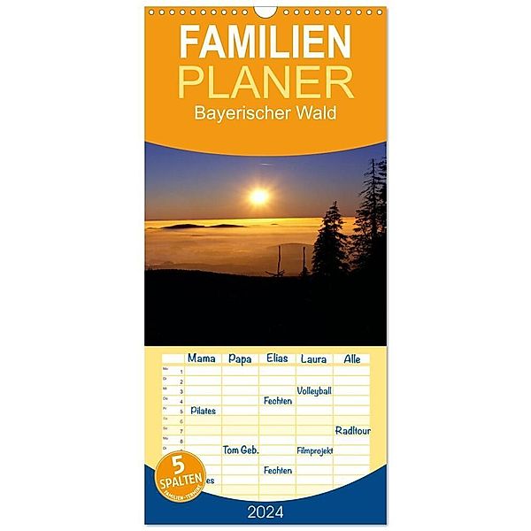 Familienplaner 2024 - Bayerischer Wald mit 5 Spalten (Wandkalender, 21 x 45 cm) CALVENDO, Willy Matheisl