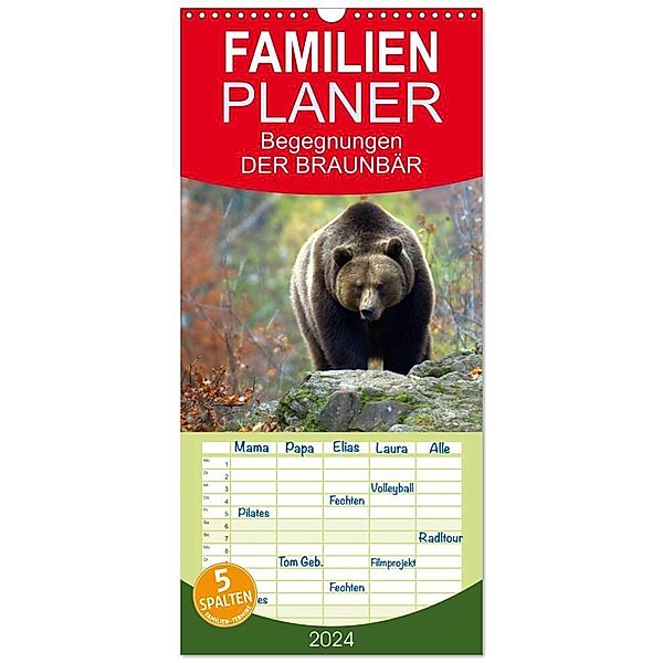 Familienplaner 2024 - Begegnungen DER BRAUNBÄR mit 5 Spalten (Wandkalender, 21 x 45 cm) CALVENDO, Gugigei