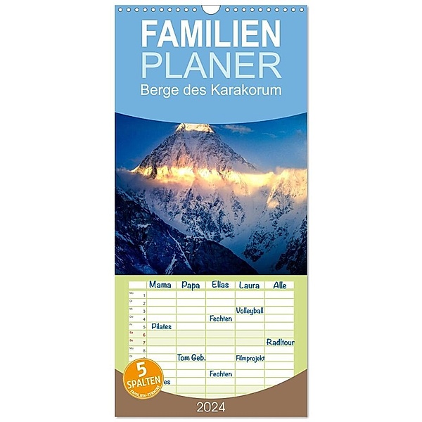 Familienplaner 2024 - Berge des Karakorum mit 5 Spalten (Wandkalender, 21 x 45 cm) CALVENDO, Holger Weigelt