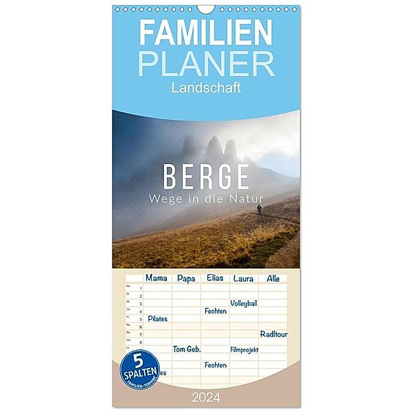 Familienplaner 2024 - Berge. Wege in die Natur mit 5 Spalten (Wandkalender, 21 x 45 cm) CALVENDO, Mikolaj Gospodarek