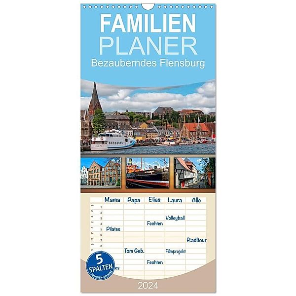 Familienplaner 2024 - Bezauberndes Flensburg mit 5 Spalten (Wandkalender, 21 x 45 cm) CALVENDO, Peter Roder