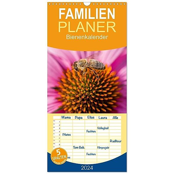 Familienplaner 2024 - Bienenkalender mit 5 Spalten (Wandkalender, 21 x 45 cm) CALVENDO, Mark Bangert