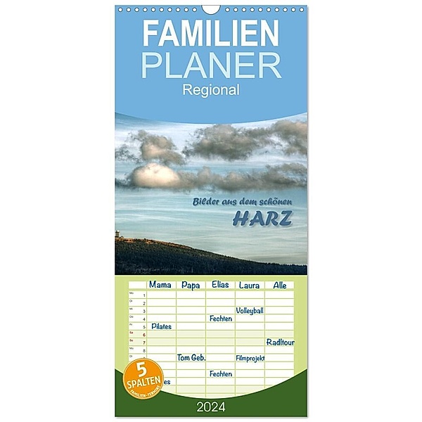 Familienplaner 2024 - Bilder aus dem schönen Harz mit 5 Spalten (Wandkalender, 21 x 45 cm) CALVENDO, Michael Weiss