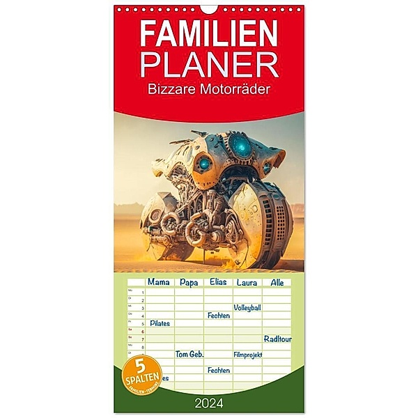 Familienplaner 2024 - Bizzare Motorräder mit 5 Spalten (Wandkalender, 21 x 45 cm) CALVENDO, Liselotte Brunner-Klaus