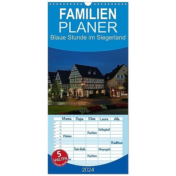 Familienplaner 2024 - Blaue Stunde im Siegerland mit 5 Spalten (Wandkalender, 21 x 45 cm) CALVENDO, Schneider Foto / Alexander Schneider