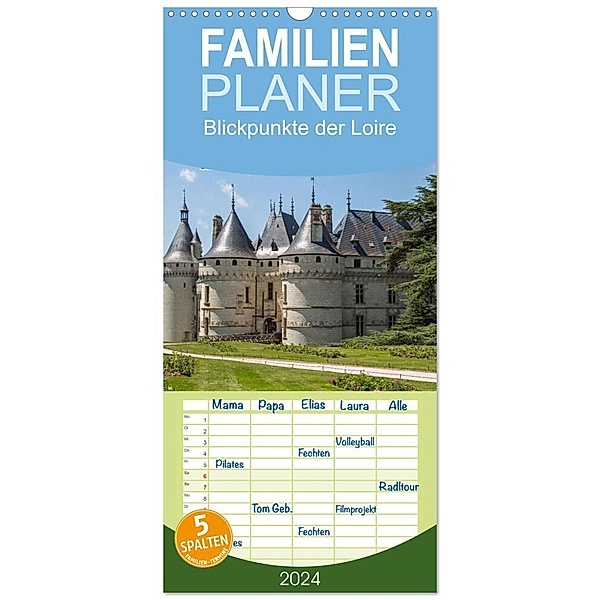 Familienplaner 2024 - Blickpunkte der Loire mit 5 Spalten (Wandkalender, 21 x 45 cm) CALVENDO, Stefan Schütter