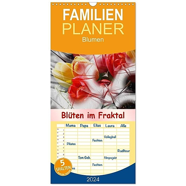 Familienplaner 2024 - Blüten im Fraktal mit 5 Spalten (Wandkalender, 21 x 45 cm) CALVENDO, IssaBild