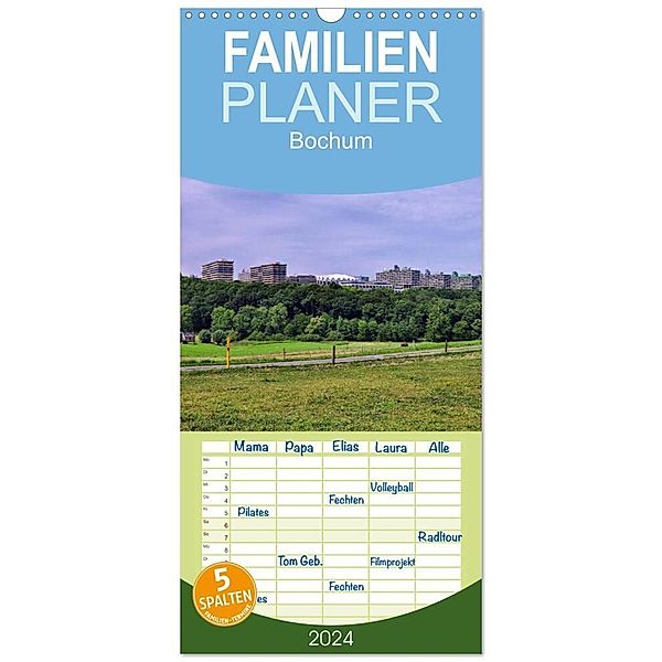 Familienplaner 2024 - Bochum mit 5 Spalten (Wandkalender, 21 x 45 cm) CALVENDO, Uwe Reschke