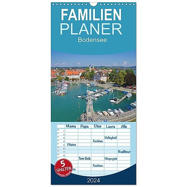 Familienplaner 2024 - Bodensee - Traumlandschaften am Wasser mit 5 Spalten (Wandkalender, 21 x 45 cm) CALVENDO, Elisabeth Schittenhelm
