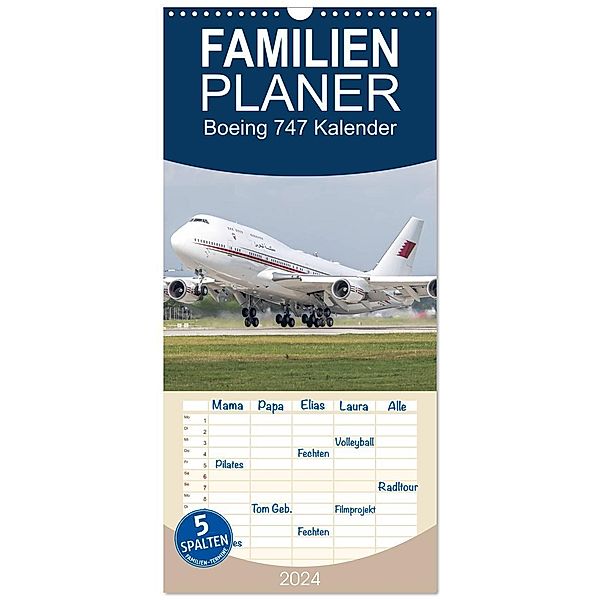 Familienplaner 2024 - Boeing 747 Kalender mit 5 Spalten (Wandkalender, 21 x 45 cm) CALVENDO, Calvendo, Christoph Brunner