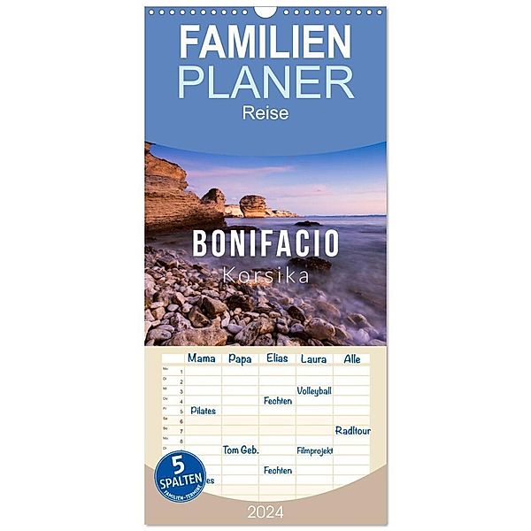 Familienplaner 2024 - Bonifacio. Korsika mit 5 Spalten (Wandkalender, 21 x 45 cm) CALVENDO, Mikolaj Gospodarek