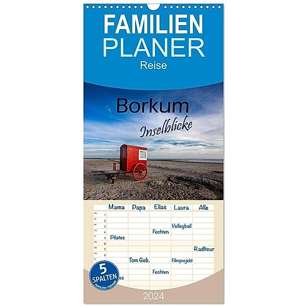 Familienplaner 2024 - Borkum - Inselblicke mit 5 Spalten (Wandkalender, 21 x 45 cm) CALVENDO, H. Dreegmeyer