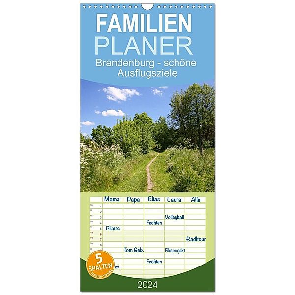 Familienplaner 2024 - Brandenburg - schöne Ausflugsziele südlich von Berlin mit 5 Spalten (Wandkalender, 21 x 45 cm) CALVENDO, Gisela Kruse