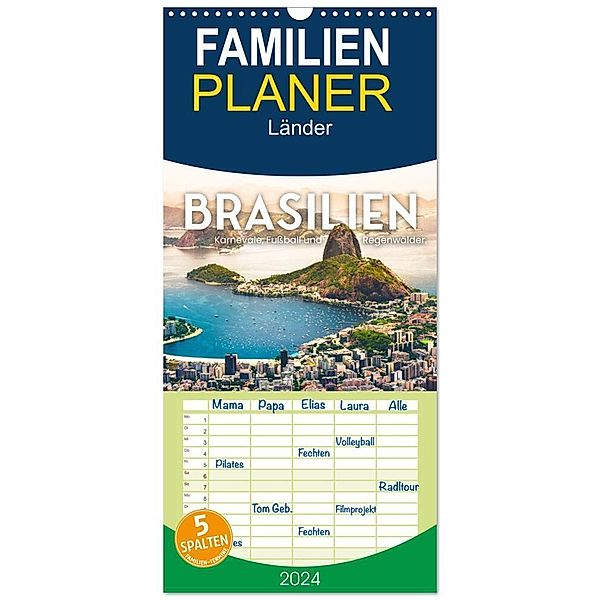 Familienplaner 2024 - Brasilien - Karnevale, Fußball und Regenwälder. mit 5 Spalten (Wandkalender, 21 x 45 cm) CALVENDO, SF
