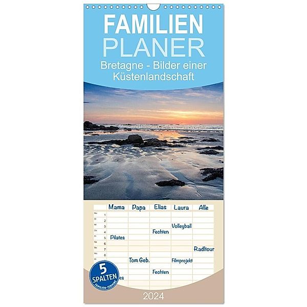 Familienplaner 2024 - Bretagne - Bilder einer Küstenlandschaft mit 5 Spalten (Wandkalender, 21 x 45 cm) CALVENDO, Klaus Hoffmann