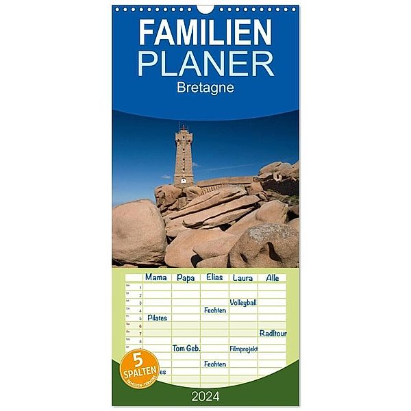Familienplaner 2024 - Bretagne mit 5 Spalten (Wandkalender, 21 x 45 cm) CALVENDO, Frauke Scholz