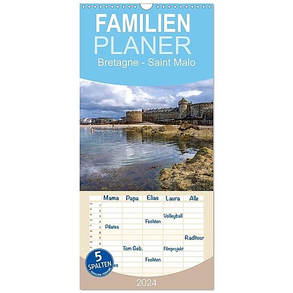 Familienplaner 2024 - Bretagne - Saint Malo mit 5 Spalten (Wandkalender, 21 x 45 cm) CALVENDO, Peter Schickert