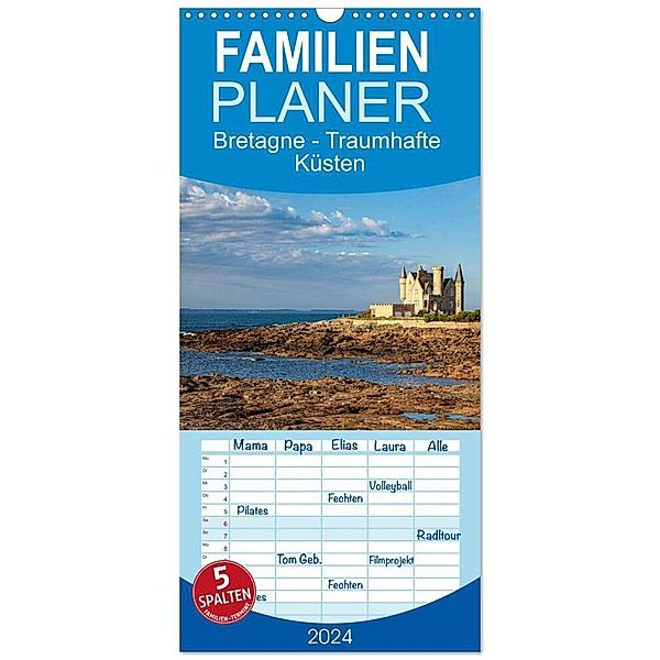 Familienplaner 2024 - Bretagne Traumhafte Küsten in Frankreichs Nordwesten mit 5 Spalten (Wandkalender, 21 x 45 cm) CALVENDO, Etienne Benoît