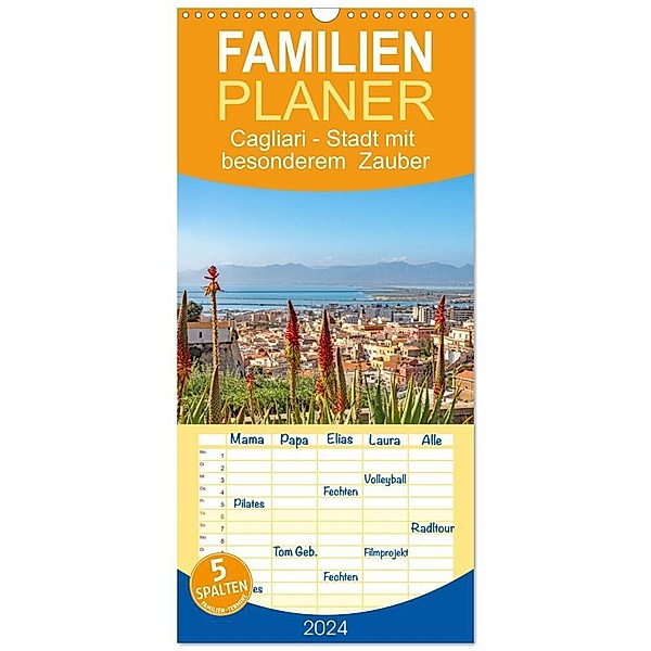 Familienplaner 2024 - Cagliari - Stadt mit besonderem Zauber mit 5 Spalten (Wandkalender, 21 x 45 cm) CALVENDO, Nina Schwarze