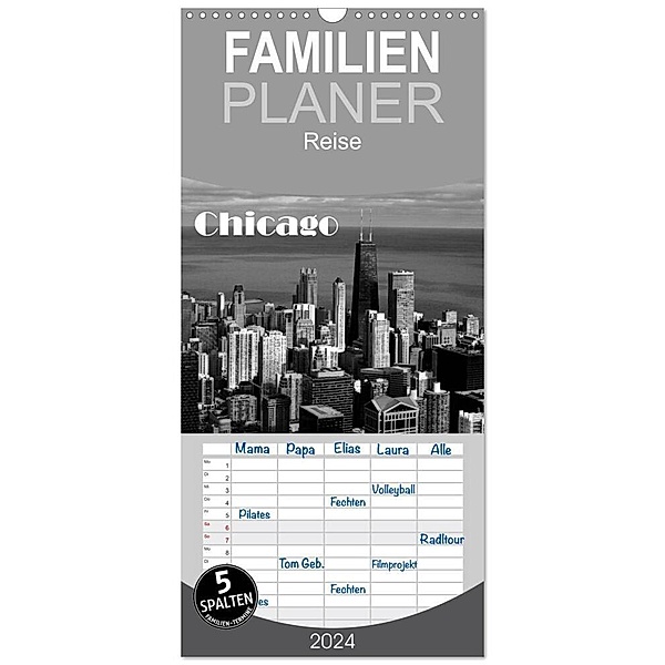 Familienplaner 2024 - Chicago 2024 mit 5 Spalten (Wandkalender, 21 x 45 cm) CALVENDO, Detlef Kolbe (Dex - Foto)
