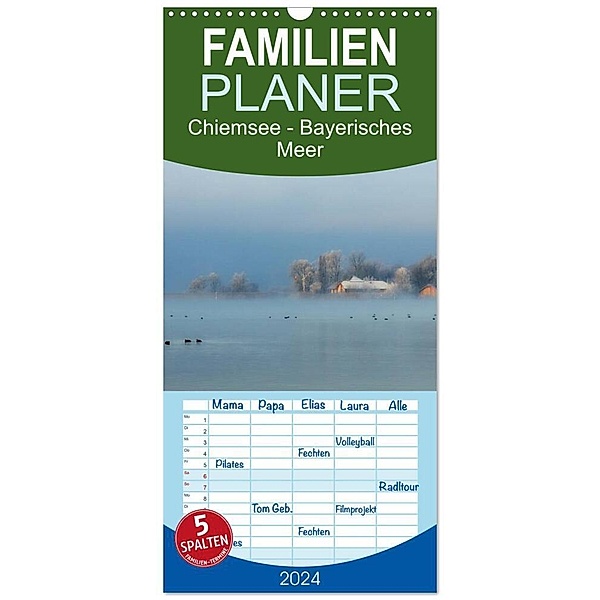 Familienplaner 2024 - Chiemsee - Bayerisches Meer mit 5 Spalten (Wandkalender, 21 x 45 cm) CALVENDO, J. R. Bogner