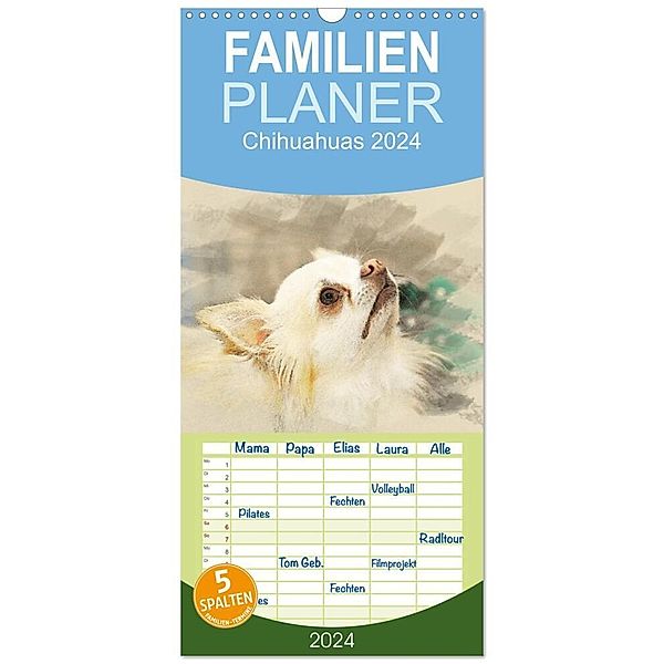 Familienplaner 2024 - Chihuahuas 2024 mit 5 Spalten (Wandkalender, 21 x 45 cm) CALVENDO, Andrea Redecker