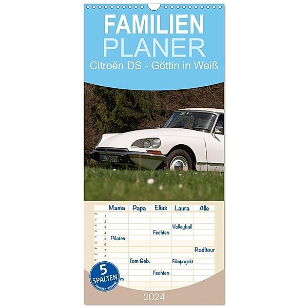 Familienplaner 2024 - Citroën DS - Göttin in Weiss mit 5 Spalten (Wandkalender, 21 x 45 cm) CALVENDO, Meike Bölts