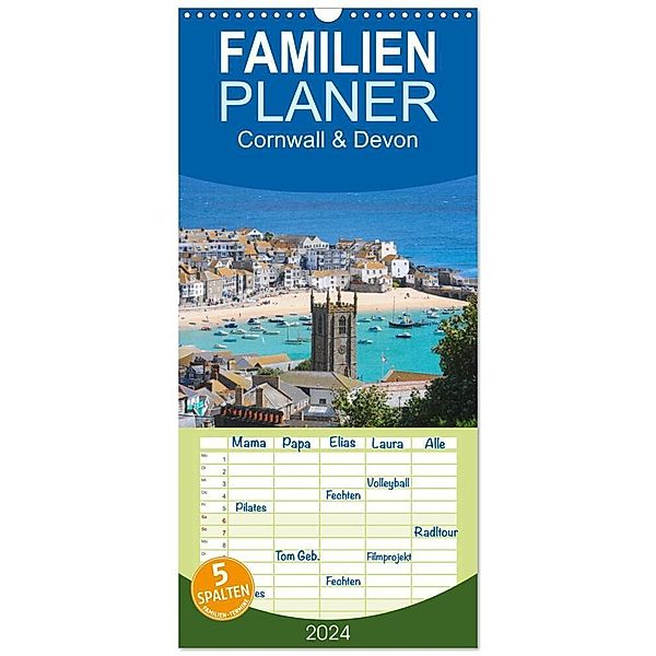 Familienplaner 2024 - Cornwall & Devon mit 5 Spalten (Wandkalender, 21 x 45 cm) CALVENDO, Ralf Kabelitz