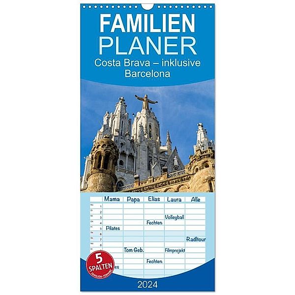 Familienplaner 2024 - Costa Brava - inklusive Barcelona mit 5 Spalten (Wandkalender, 21 x 45 cm) CALVENDO, Enrico Caccia