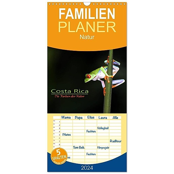 Familienplaner 2024 - Costa Rica - Die Farben der Natur mit 5 Spalten (Wandkalender, 21 x 45 cm) CALVENDO, Dirk Stamm