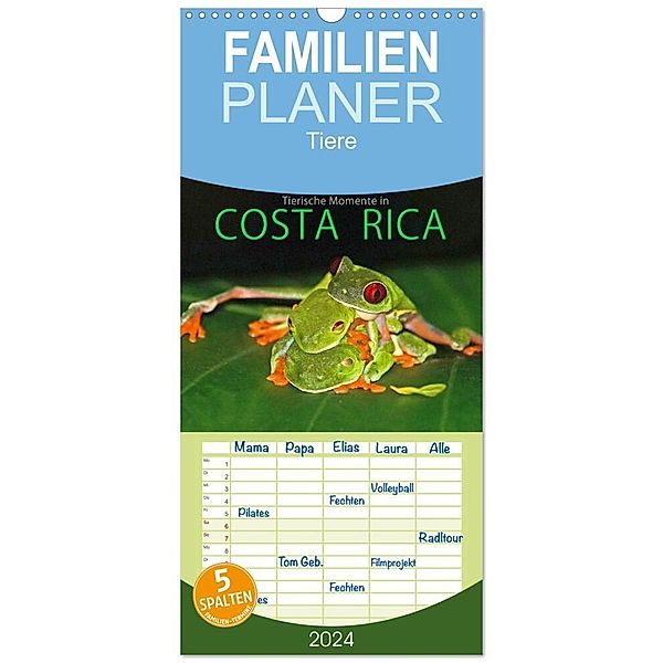 Familienplaner 2024 - COSTA RICA - Tierische Momente mit 5 Spalten (Wandkalender, 21 x 45 cm) CALVENDO, Michael Matziol